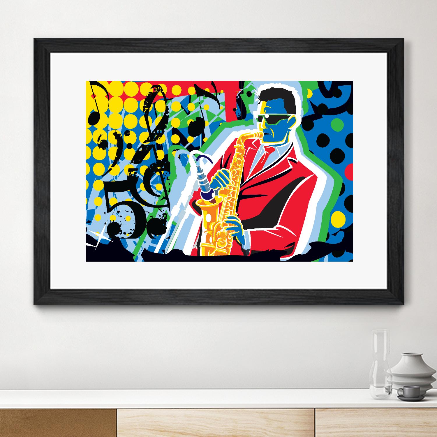 Music Go by Ray Lengelé on GIANT ART - red animé saxo