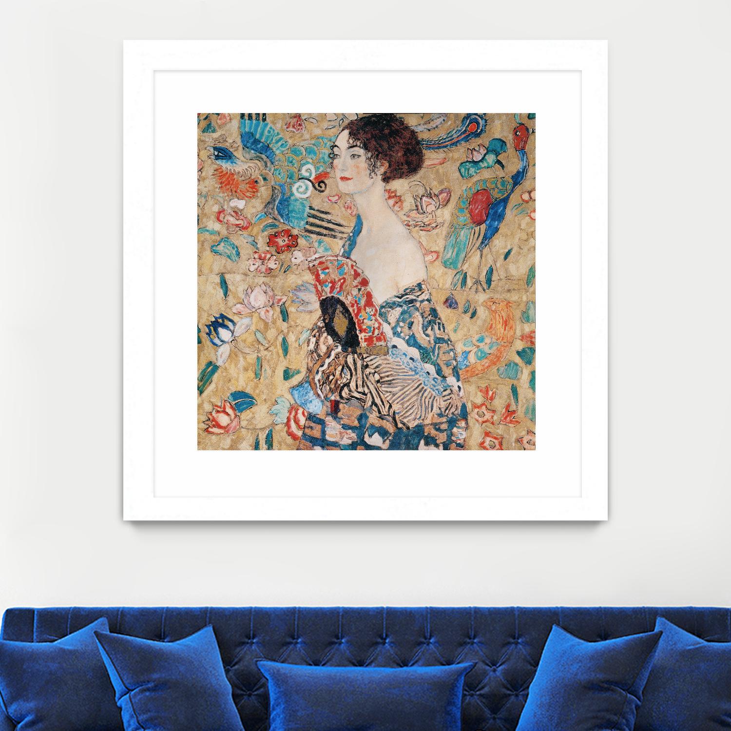 Woman with fan by Gustav Klimt on GIANT ART - gold masters féminité