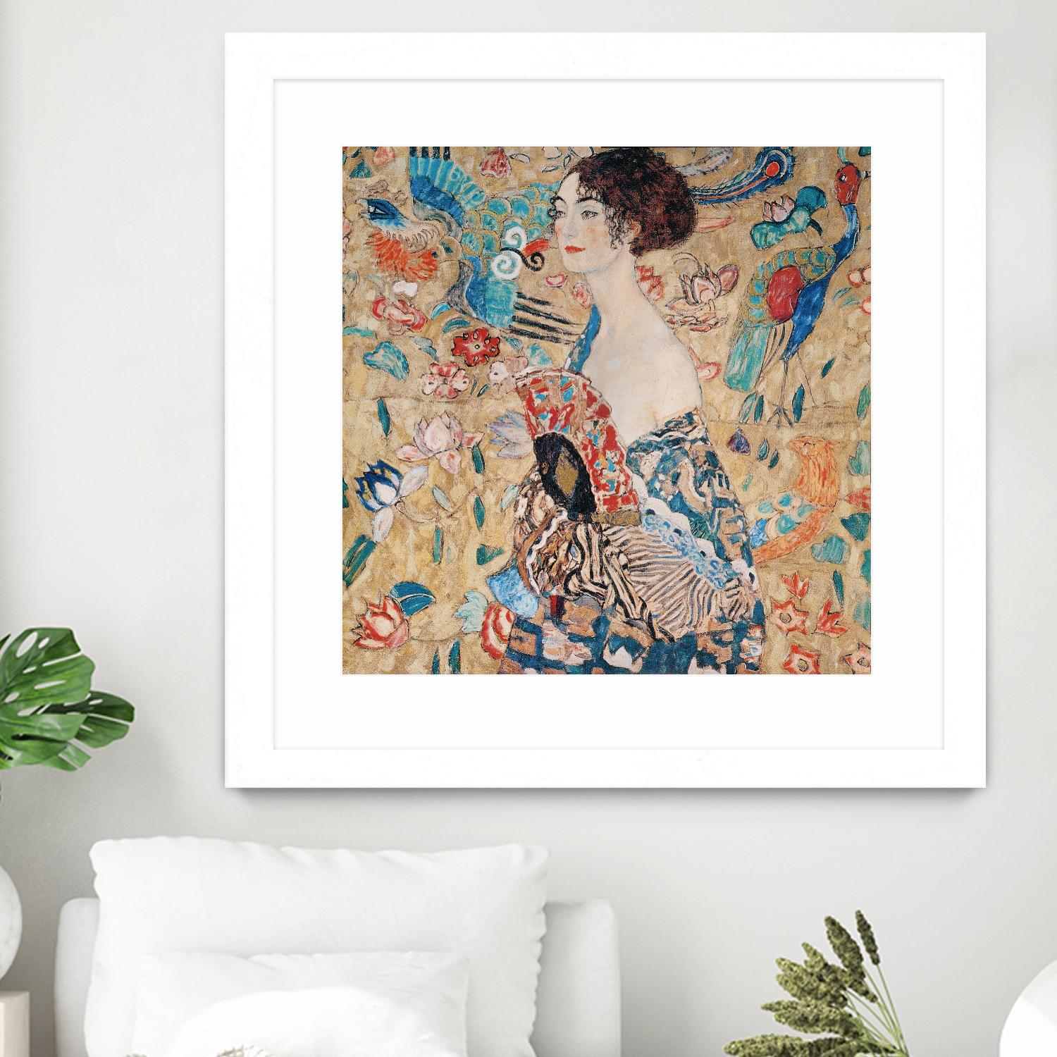 Woman with fan by Gustav Klimt on GIANT ART - gold masters féminité