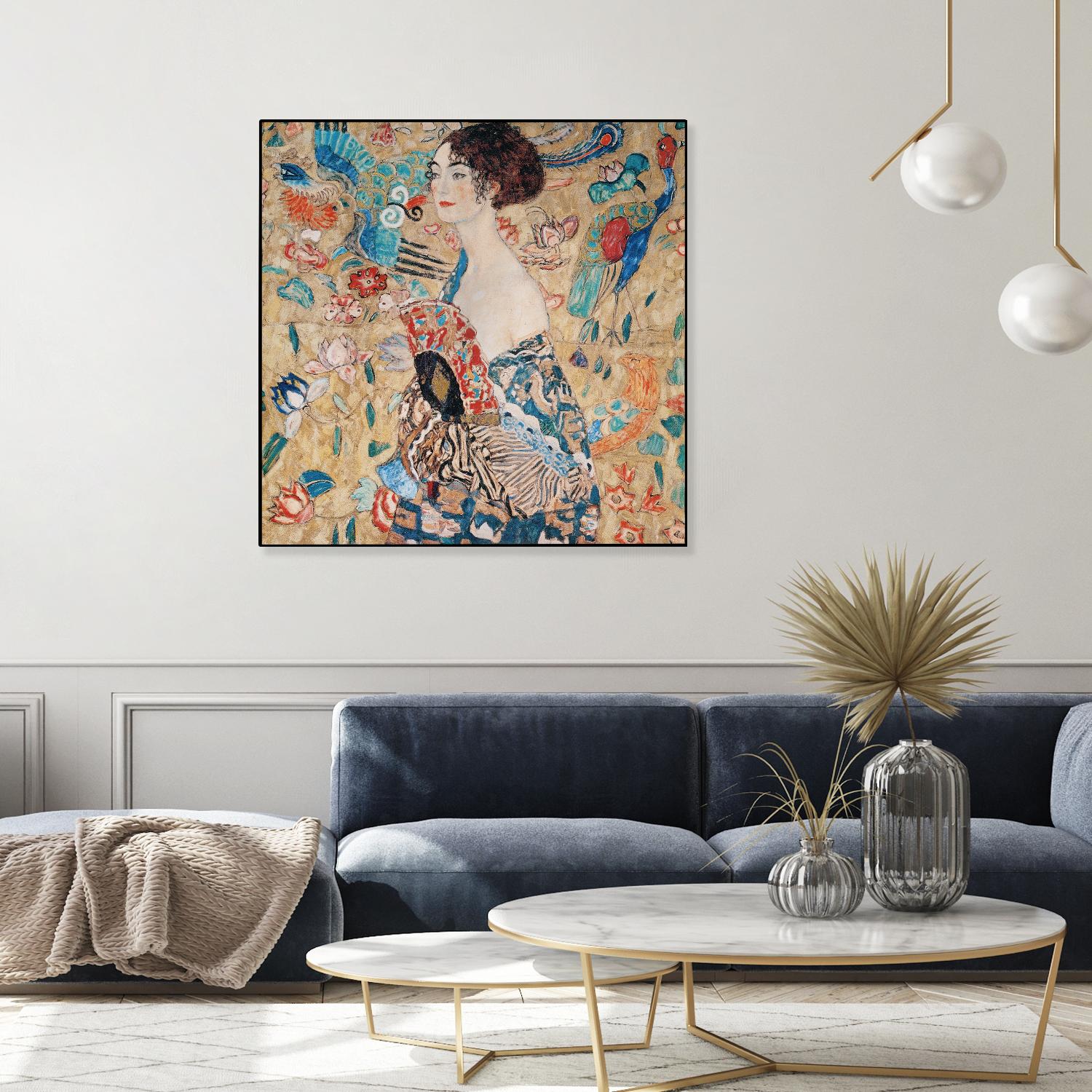Woman with fan by Gustav Klimt on GIANT ART - gold masters féminité