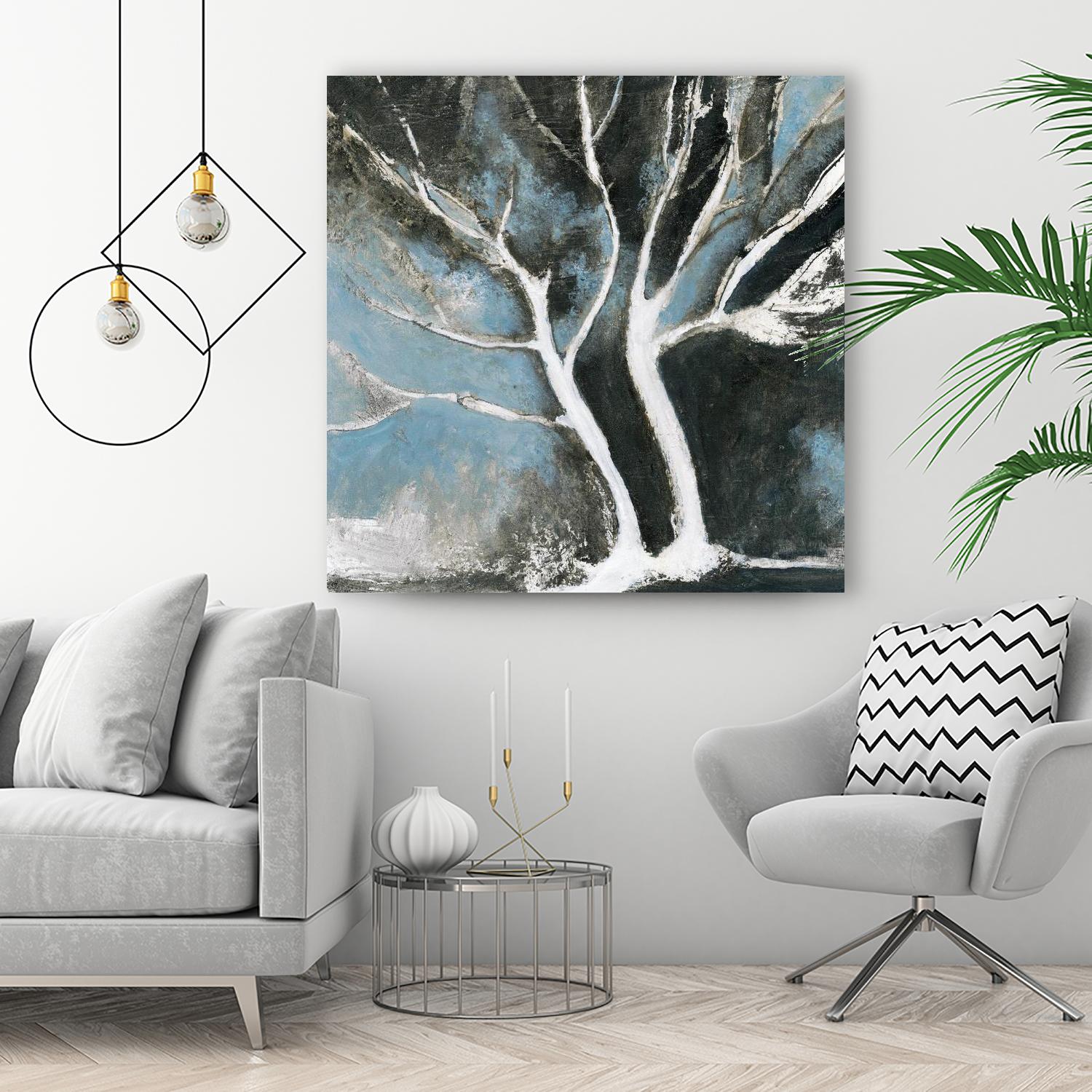 Glacial blue II by Kathleen Cloutier on GIANT ART - blue abstract arbres