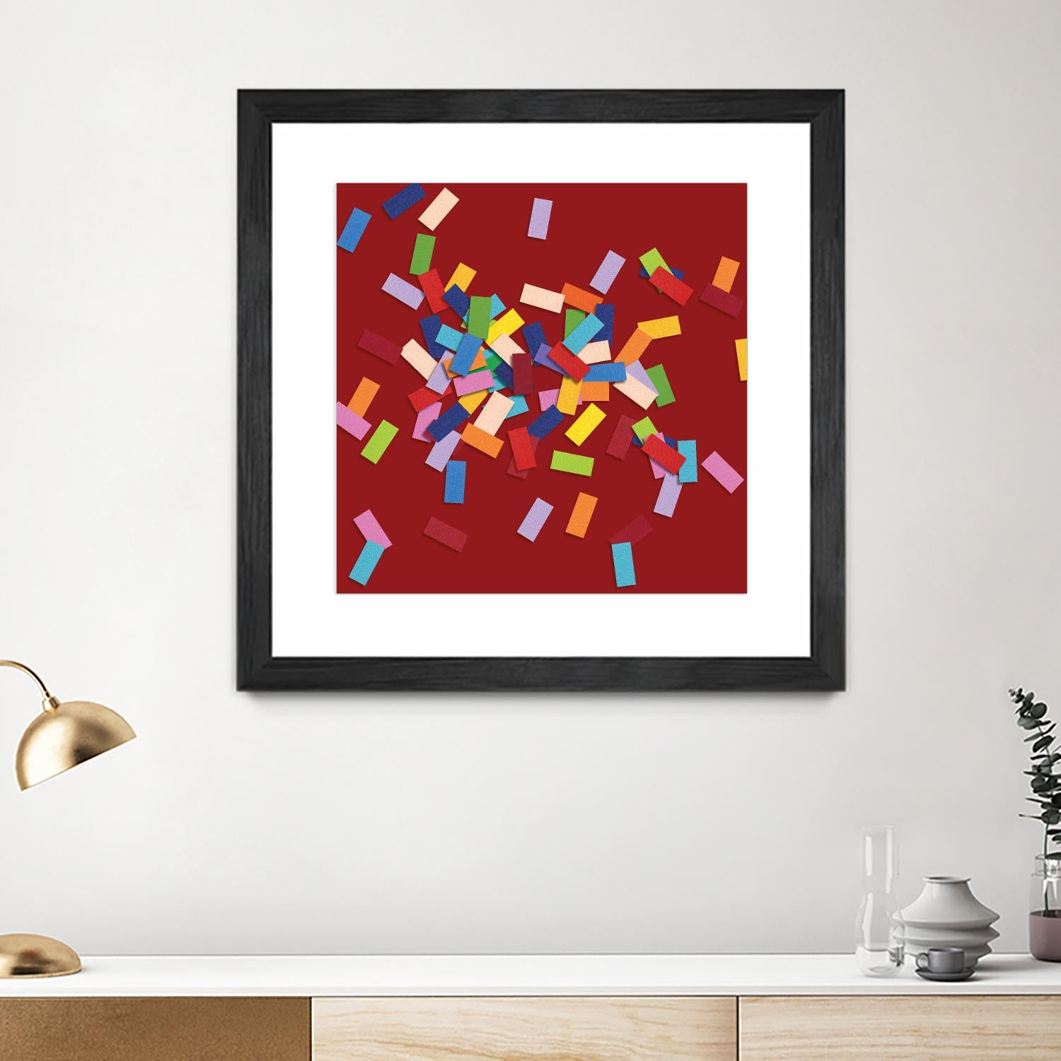 CONFETTI B -rouge by Celine Cimon on GIANT ART - red abstract canadian