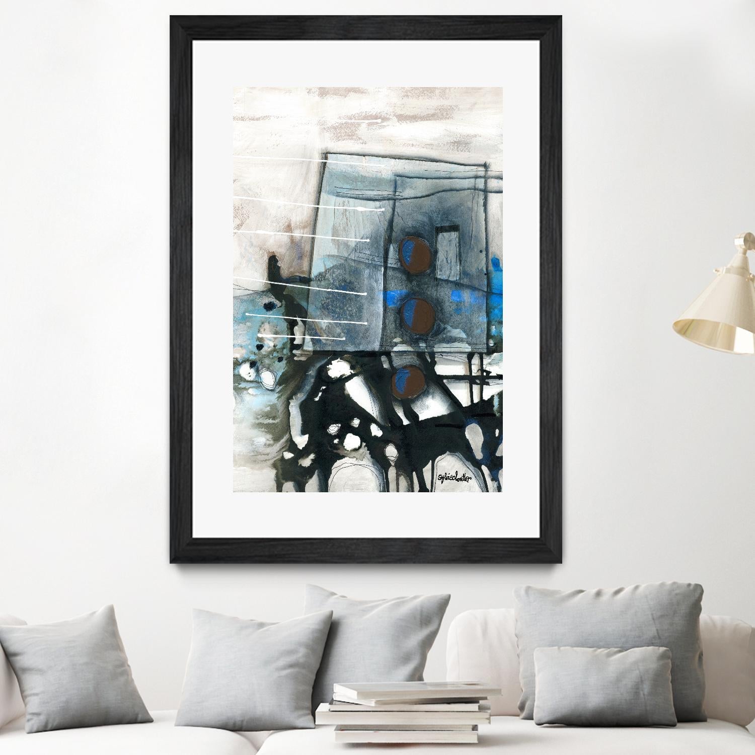Chutes - T1 by Sylvie Cloutier on GIANT ART - blue abstract