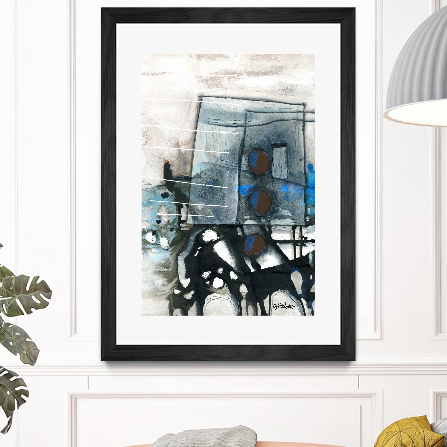 Chutes - T1 by Sylvie Cloutier on GIANT ART - blue abstract