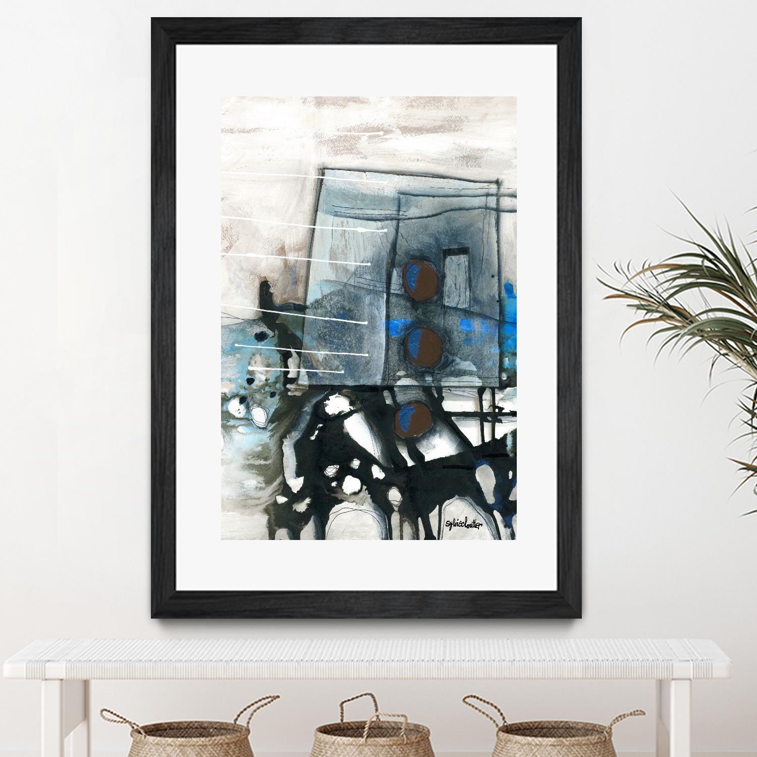 Chutes - T1 by Sylvie Cloutier on GIANT ART - blue abstract