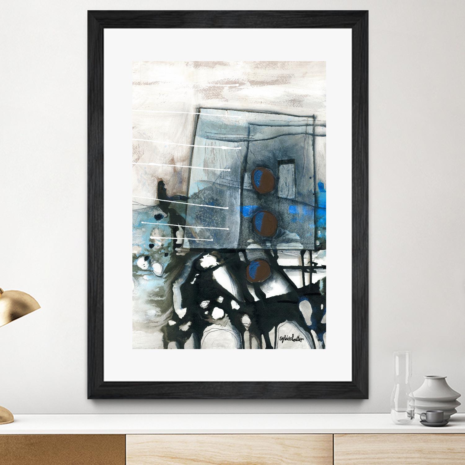 Chutes - T1 by Sylvie Cloutier on GIANT ART - blue abstract