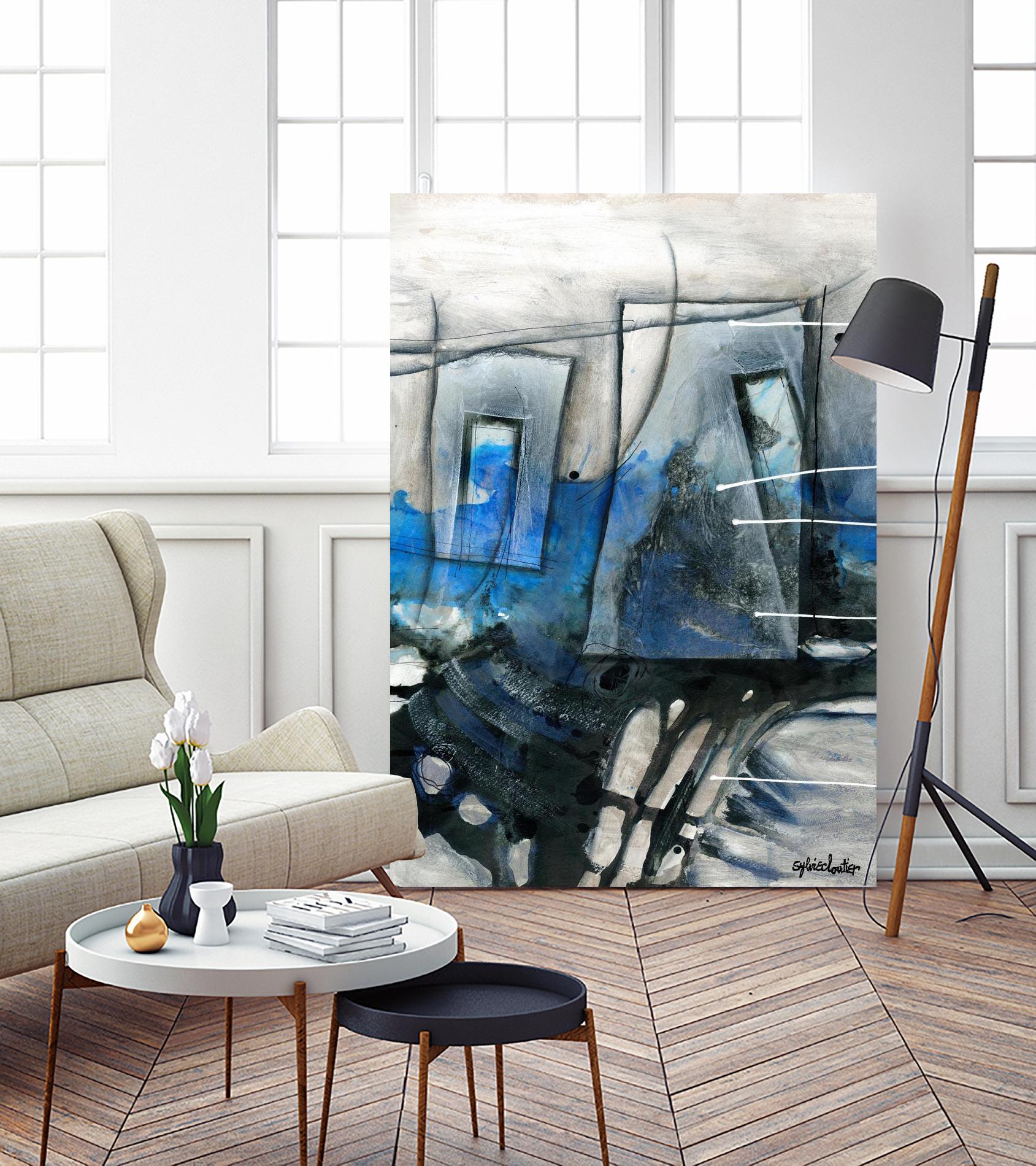 Chutes - T2 by Sylvie Cloutier on GIANT ART - grey abstract