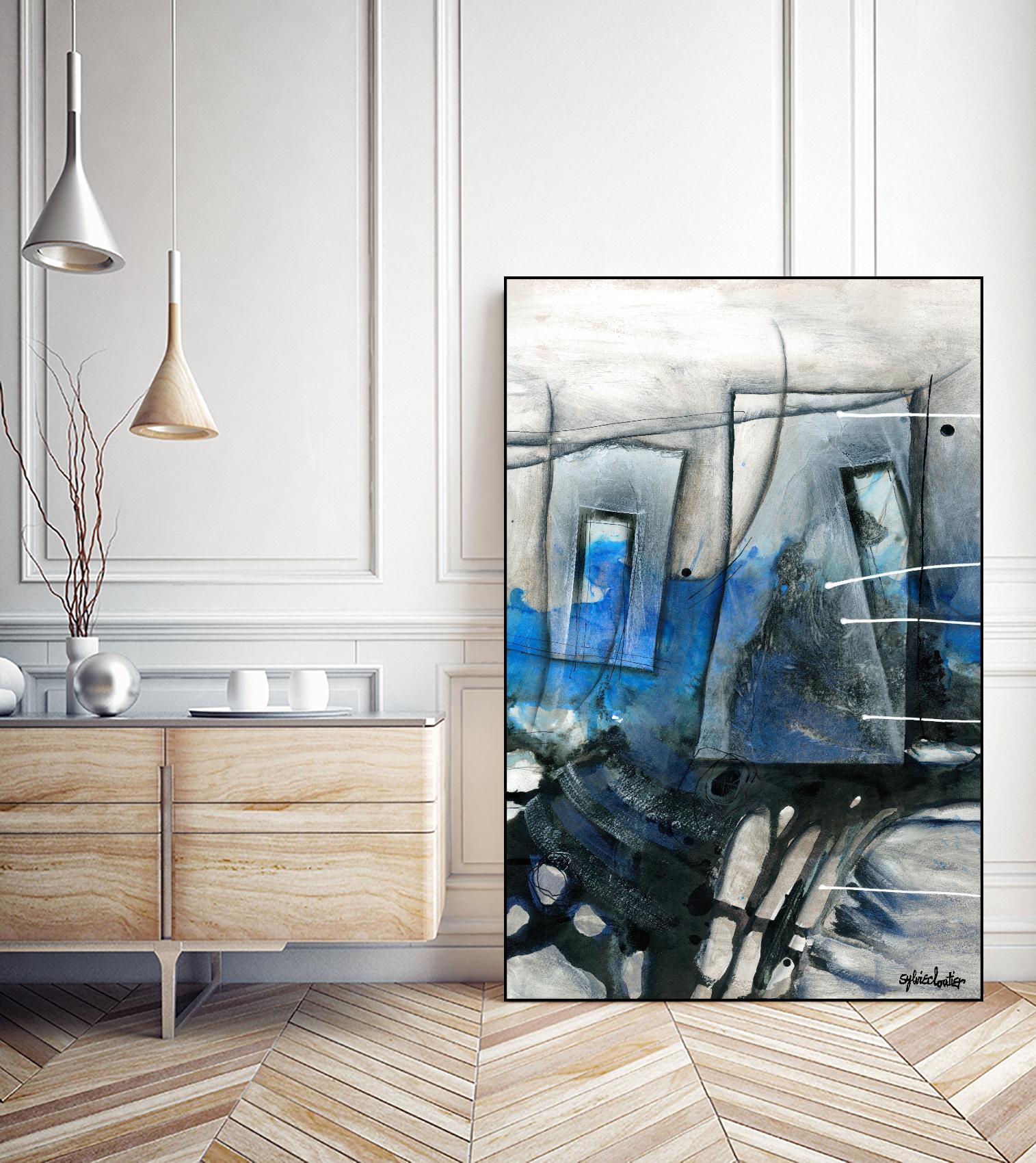 Chutes - T2 by Sylvie Cloutier on GIANT ART - grey abstract