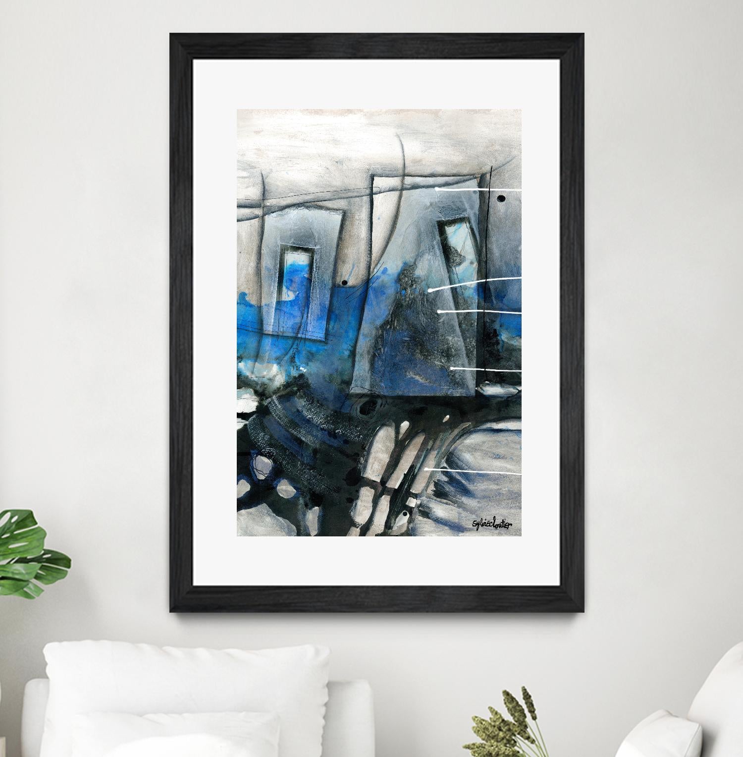 Chutes - T2 by Sylvie Cloutier on GIANT ART - grey abstract