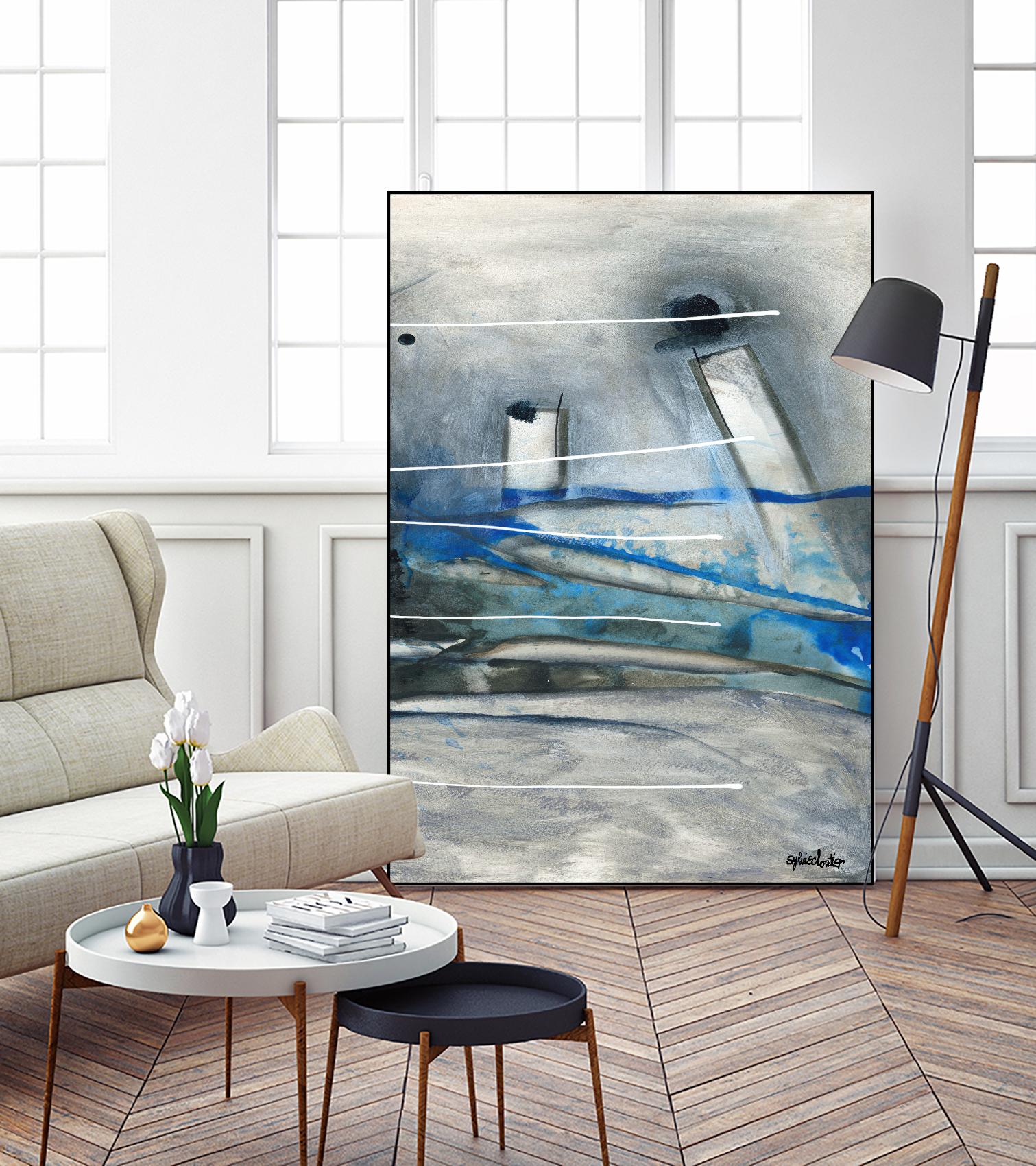 Chutes - T3 by Sylvie Cloutier on GIANT ART - grey abstract