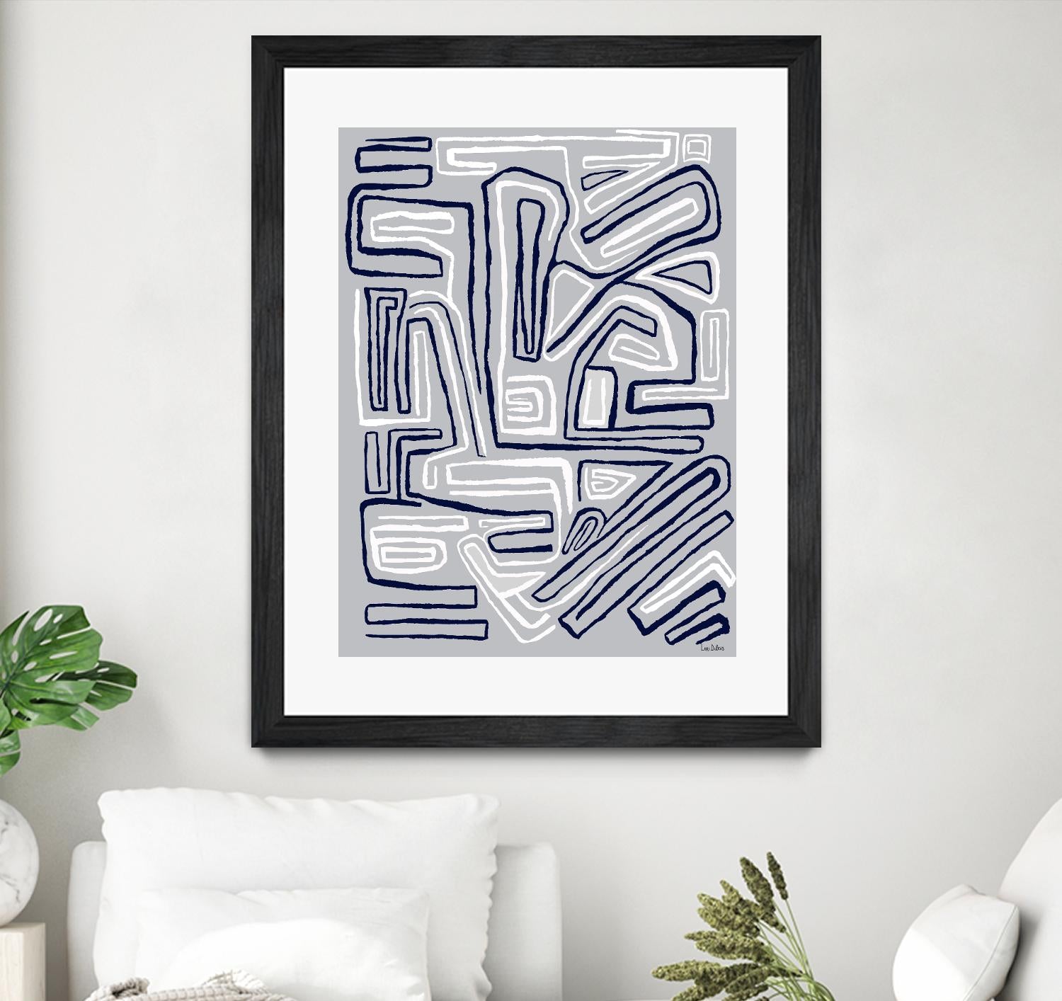 Centric -Blue Ice - 8 by Lori Dubois on GIANT ART - blue linear