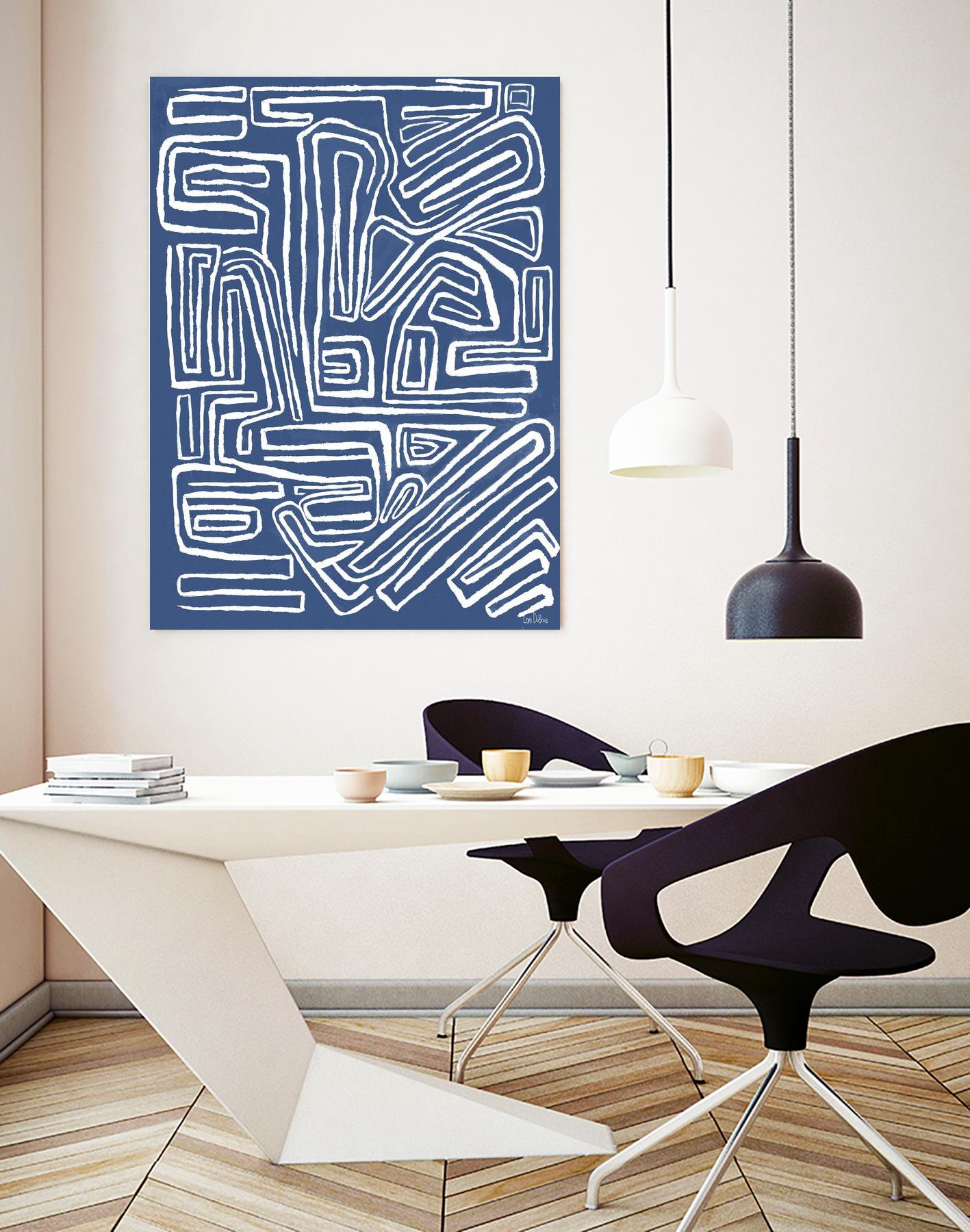 Centric - Blue - 14 by Lori Dubois on GIANT ART - blue linear artistes du québec