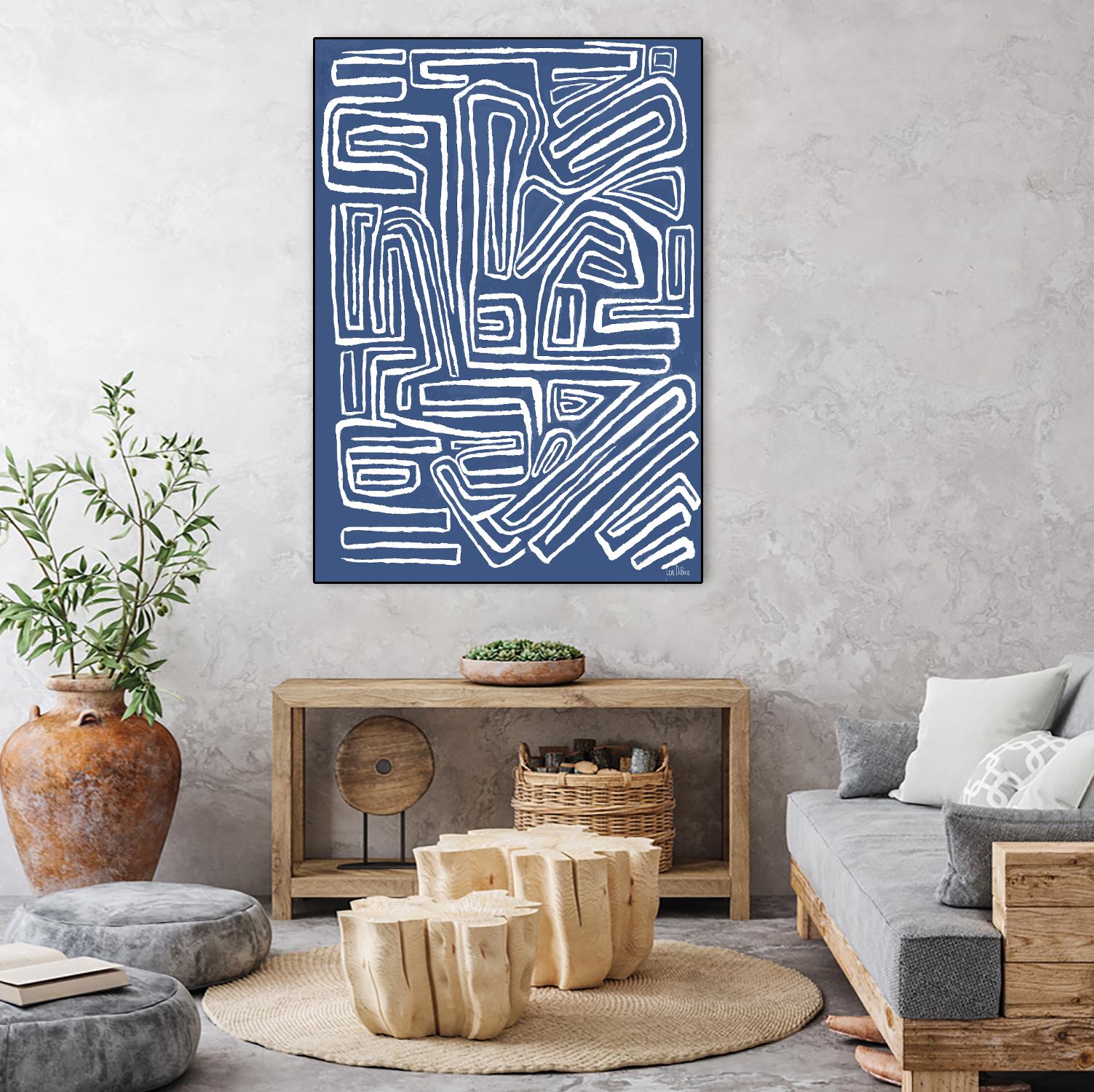 Centric - Blue - 14 by Lori Dubois on GIANT ART - blue linear monochrome