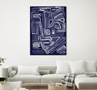 Centric - Navy - 5 by Lori Dubois on GIANT ART - blue linear ton sur ton