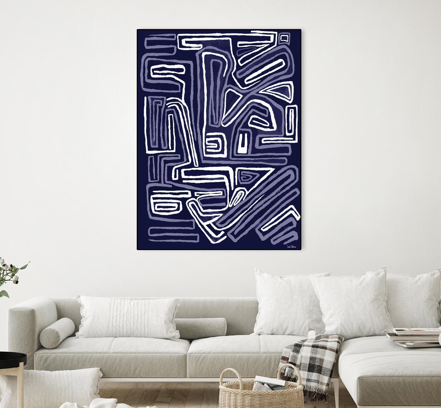 Centric - Navy - 5 by Lori Dubois on GIANT ART - blue linear ton sur ton
