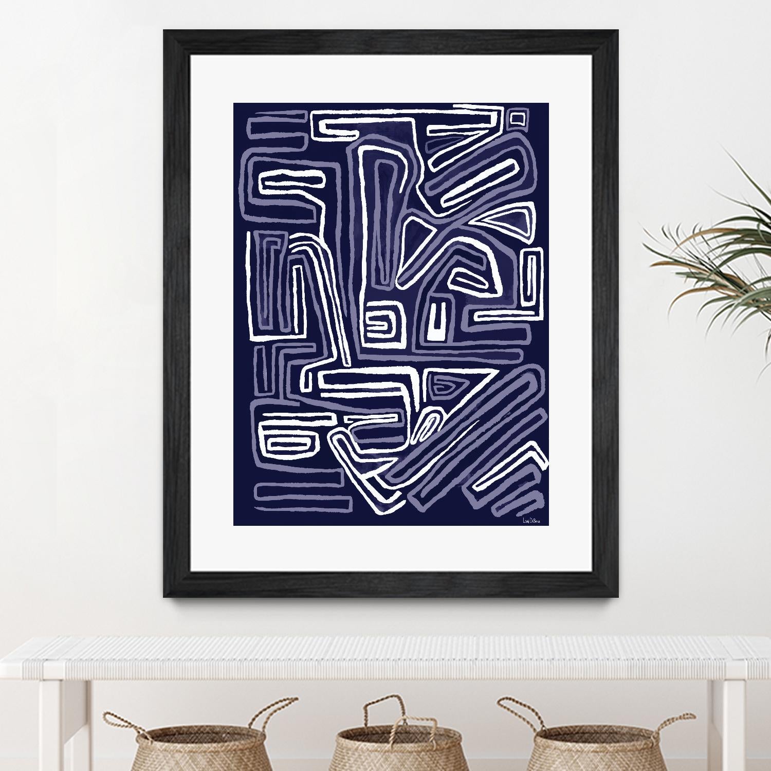 Centric - Navy - 5 by Lori Dubois on GIANT ART - blue linear artistes du québec
