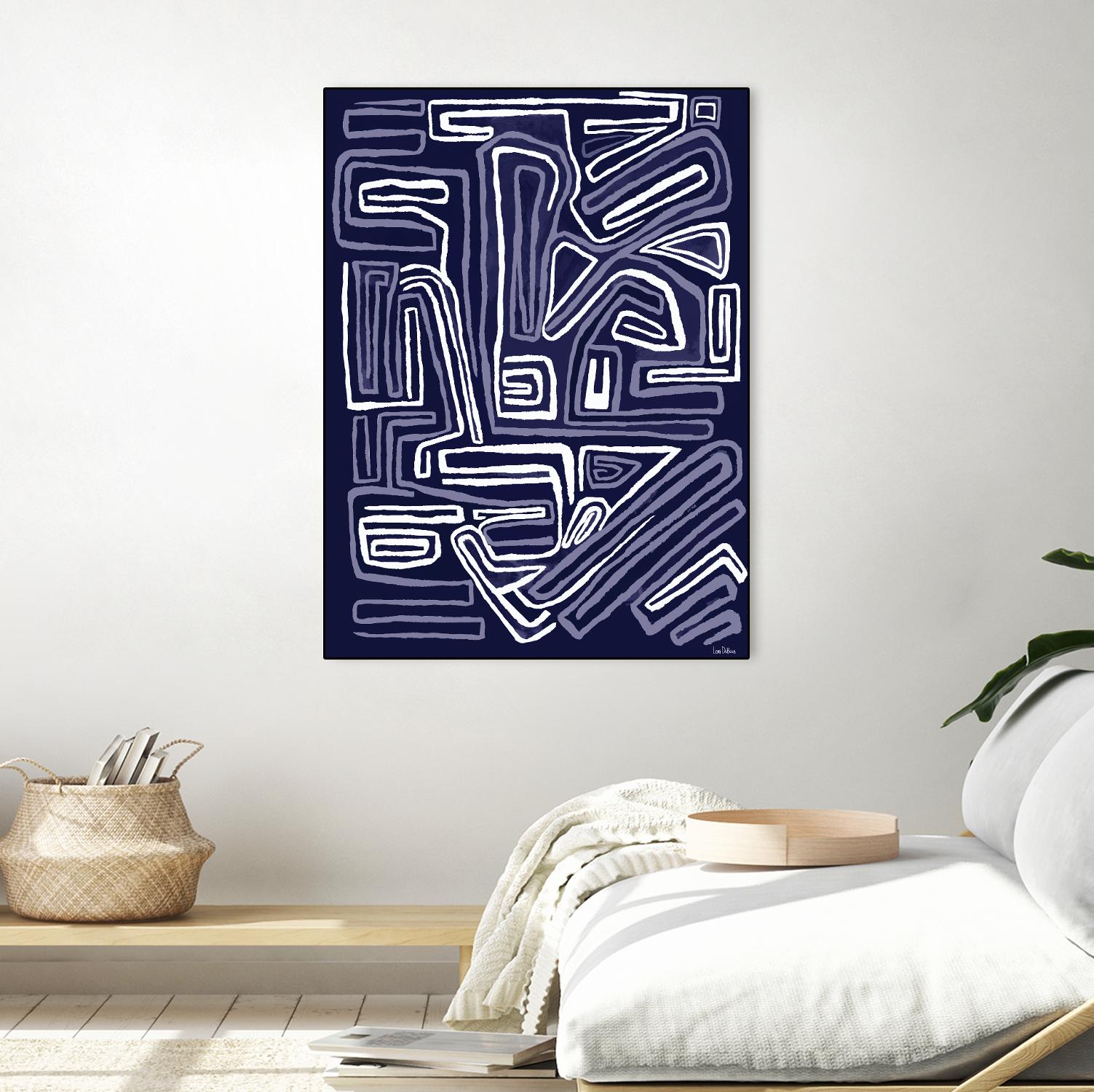 Centric - Navy - 5 by Lori Dubois on GIANT ART - blue linear ton sur ton