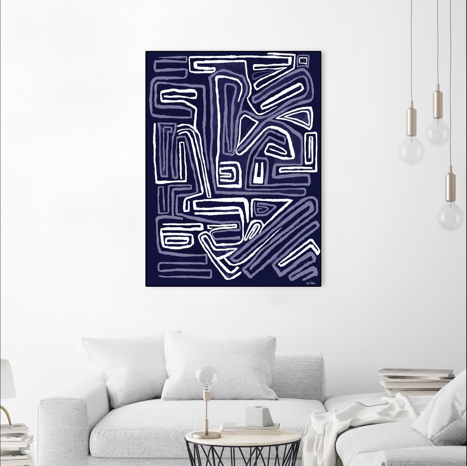 Centric - Navy - 5 by Lori Dubois on GIANT ART - blue linear ton sur ton