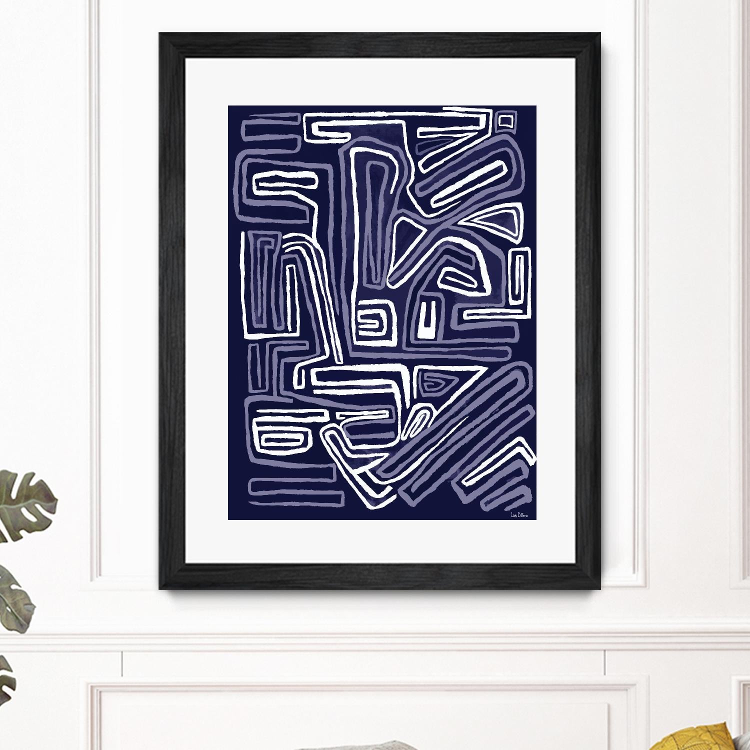 Centric - Navy - 5 by Lori Dubois on GIANT ART - blue linear artistes du québec