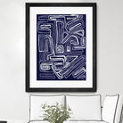 Centric - Navy - 5 by Lori Dubois on GIANT ART - blue linear artistes du québec