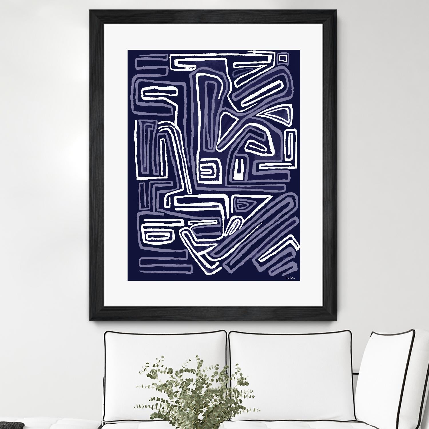 Centric - Navy - 5 by Lori Dubois on GIANT ART - blue linear artistes du québec
