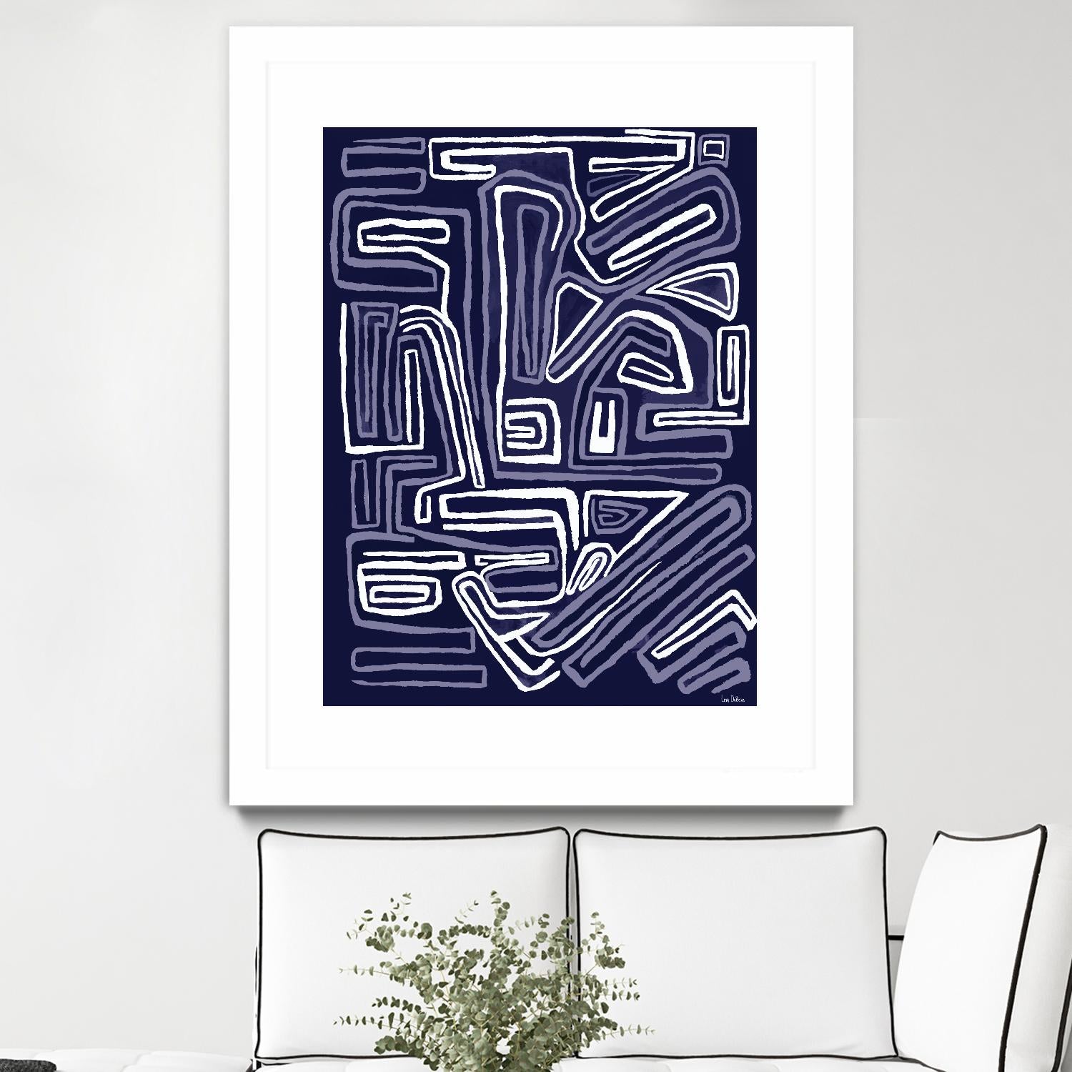Centric - Navy - 5 by Lori Dubois on GIANT ART - blue linear artistes du québec