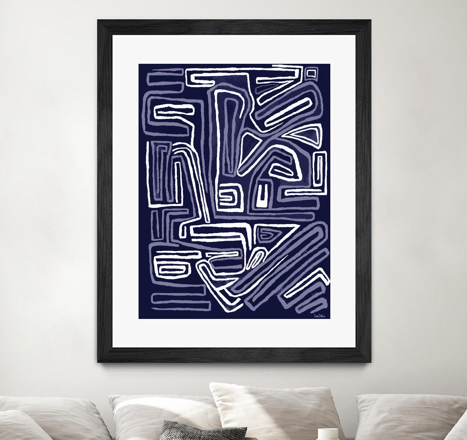 Centric - Navy - 5 by Lori Dubois on GIANT ART - blue linear artistes du québec