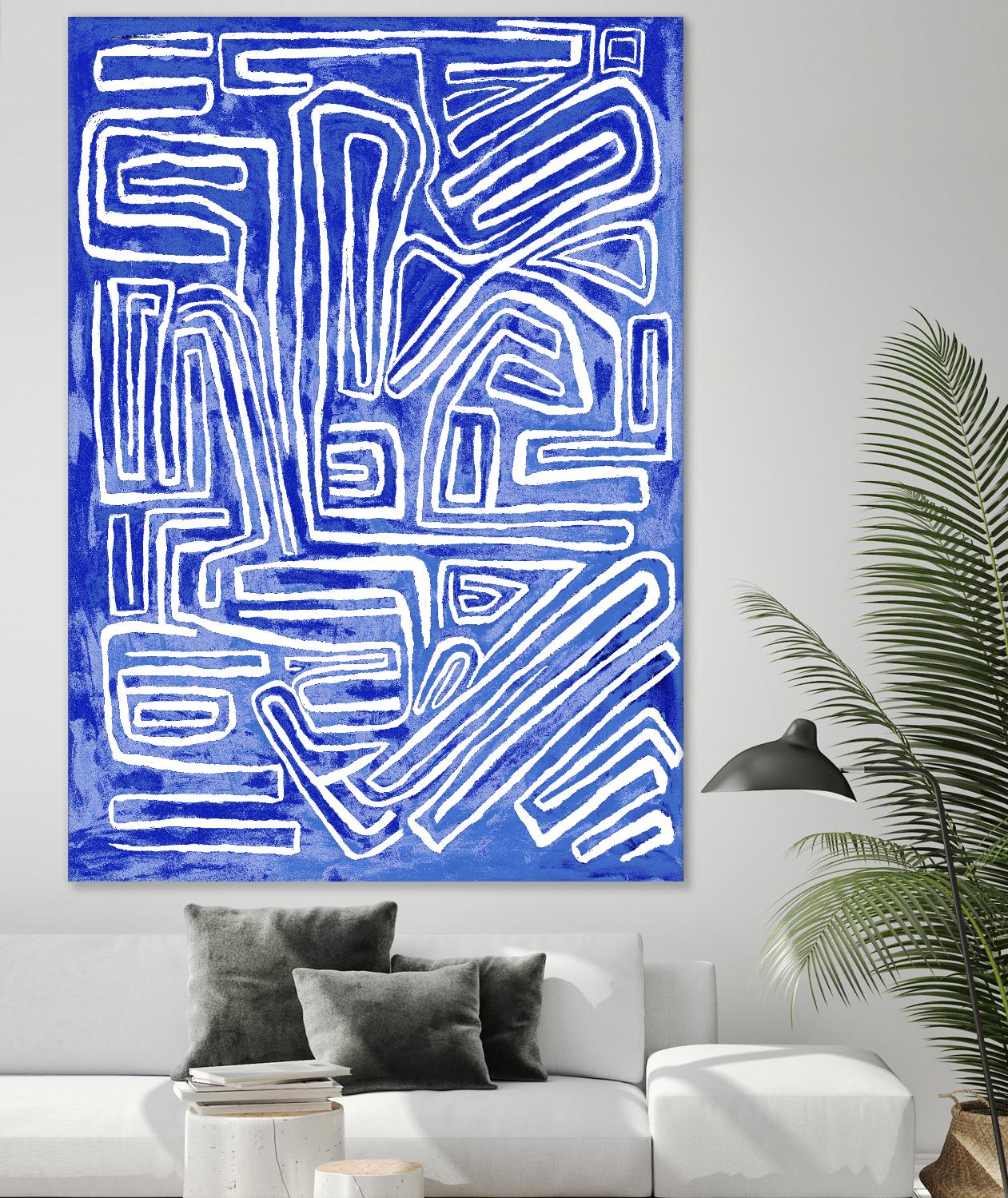 Centric - Cobalt-20 by Lori Dubois on GIANT ART - blue linear ton sur ton