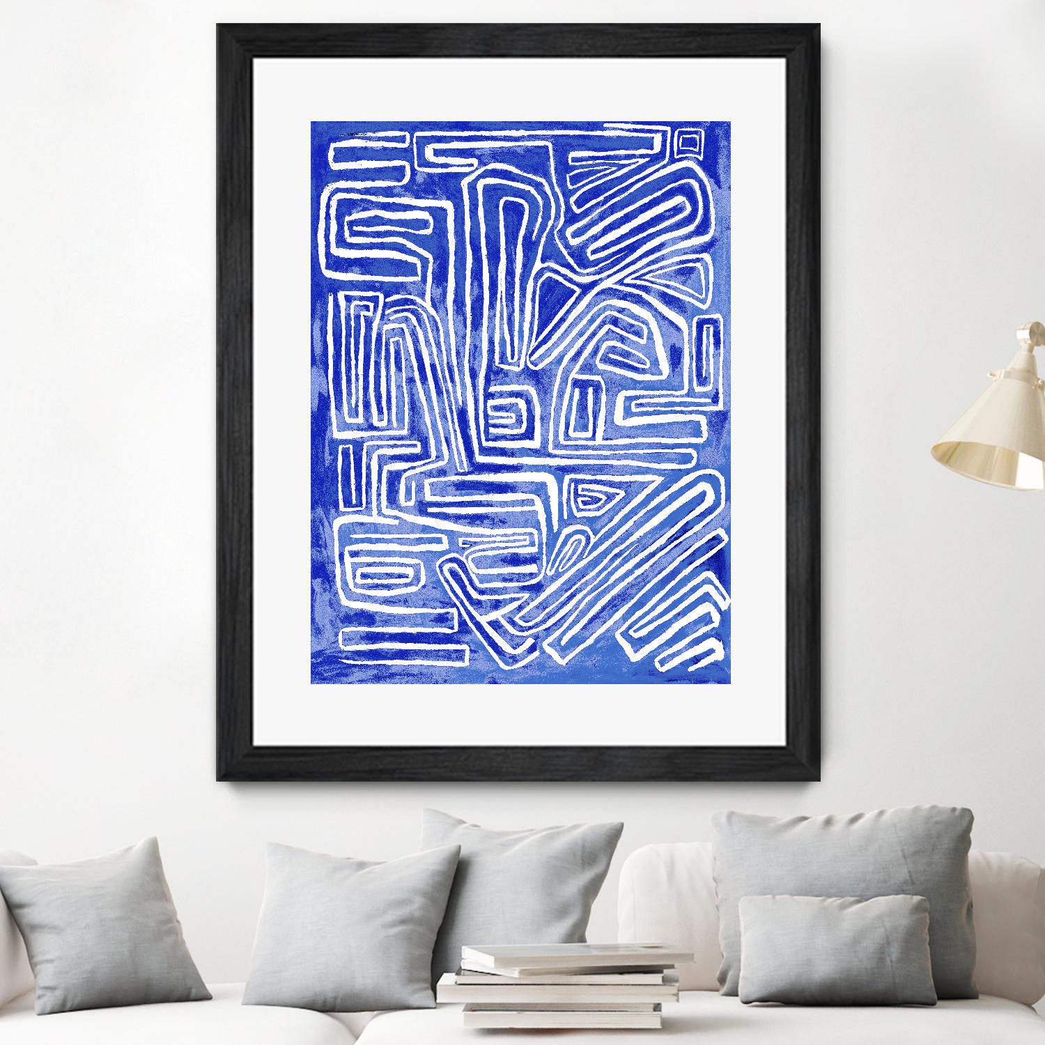 Centric - Cobalt-20 by Lori Dubois on GIANT ART - blue linear ton sur ton