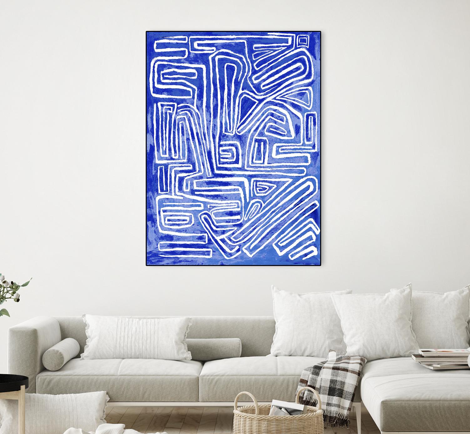 Centric - Cobalt-20 by Lori Dubois on GIANT ART - blue linear ton sur ton