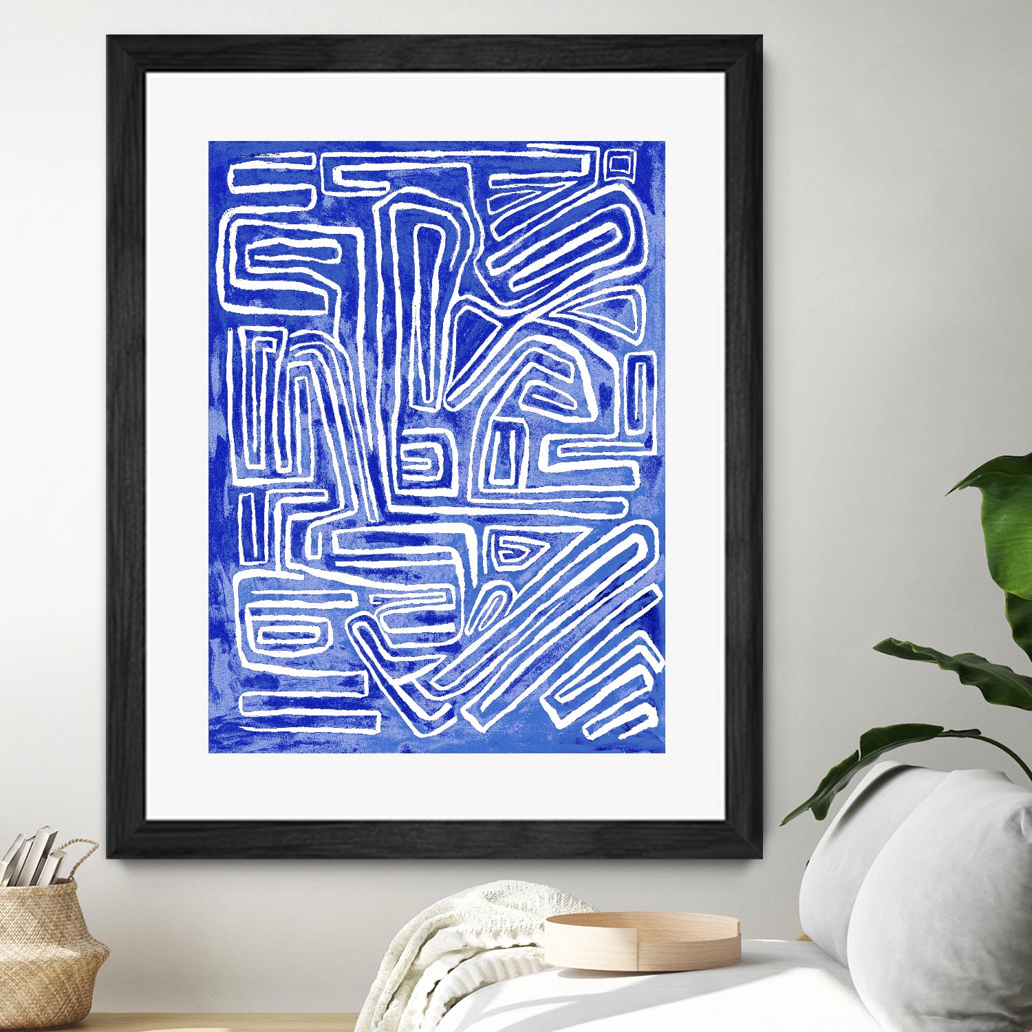 Centric - Cobalt-20 by Lori Dubois on GIANT ART - blue linear ton sur ton