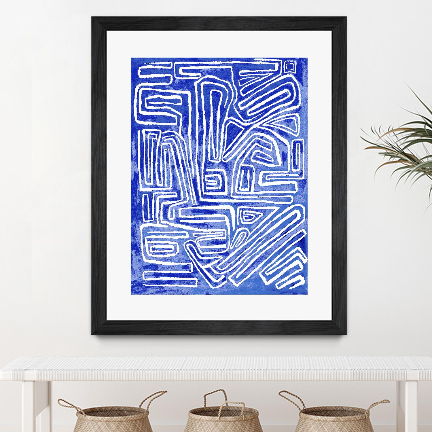 Centric - Cobalt-20 by Lori Dubois on GIANT ART - blue linear ton sur ton