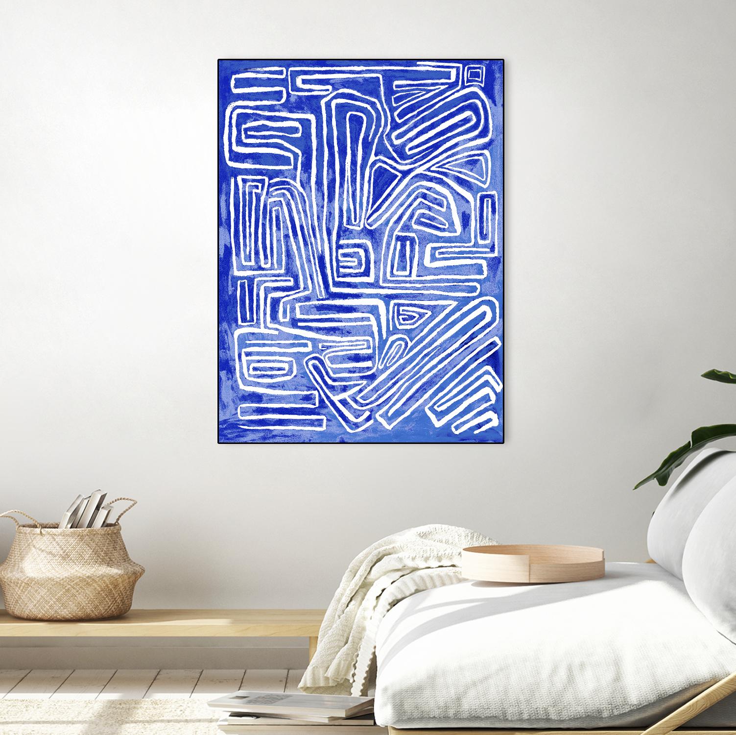 Centric - Cobalt-20 by Lori Dubois on GIANT ART - blue linear ton sur ton