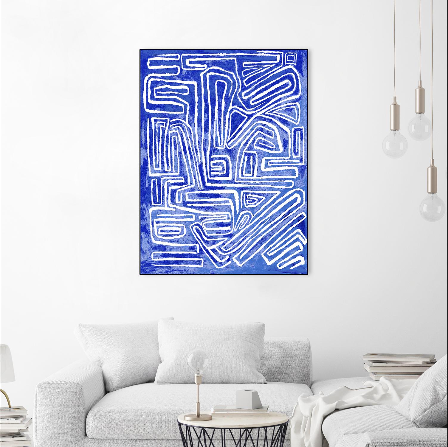 Centric - Cobalt-20 by Lori Dubois on GIANT ART - blue linear ton sur ton