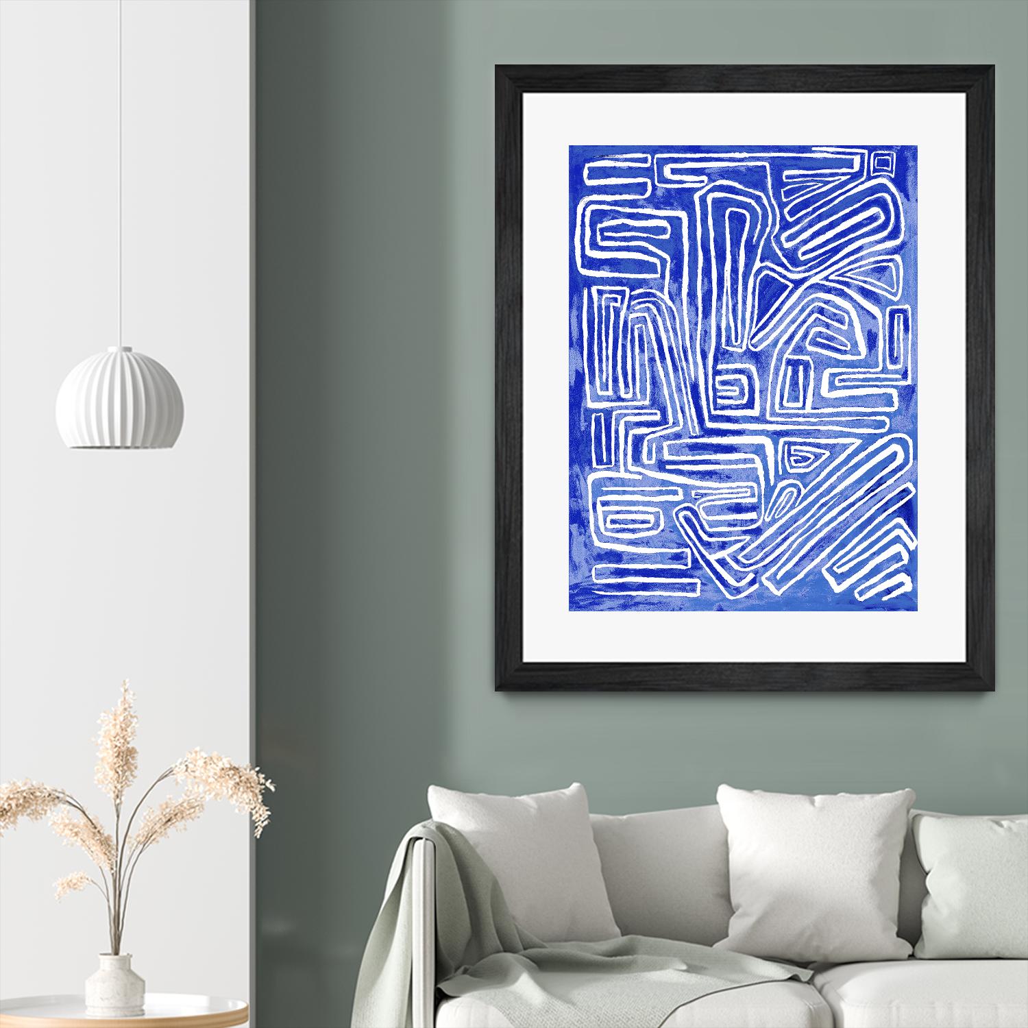 Centric - Cobalt-20 by Lori Dubois on GIANT ART - blue linear ton sur ton