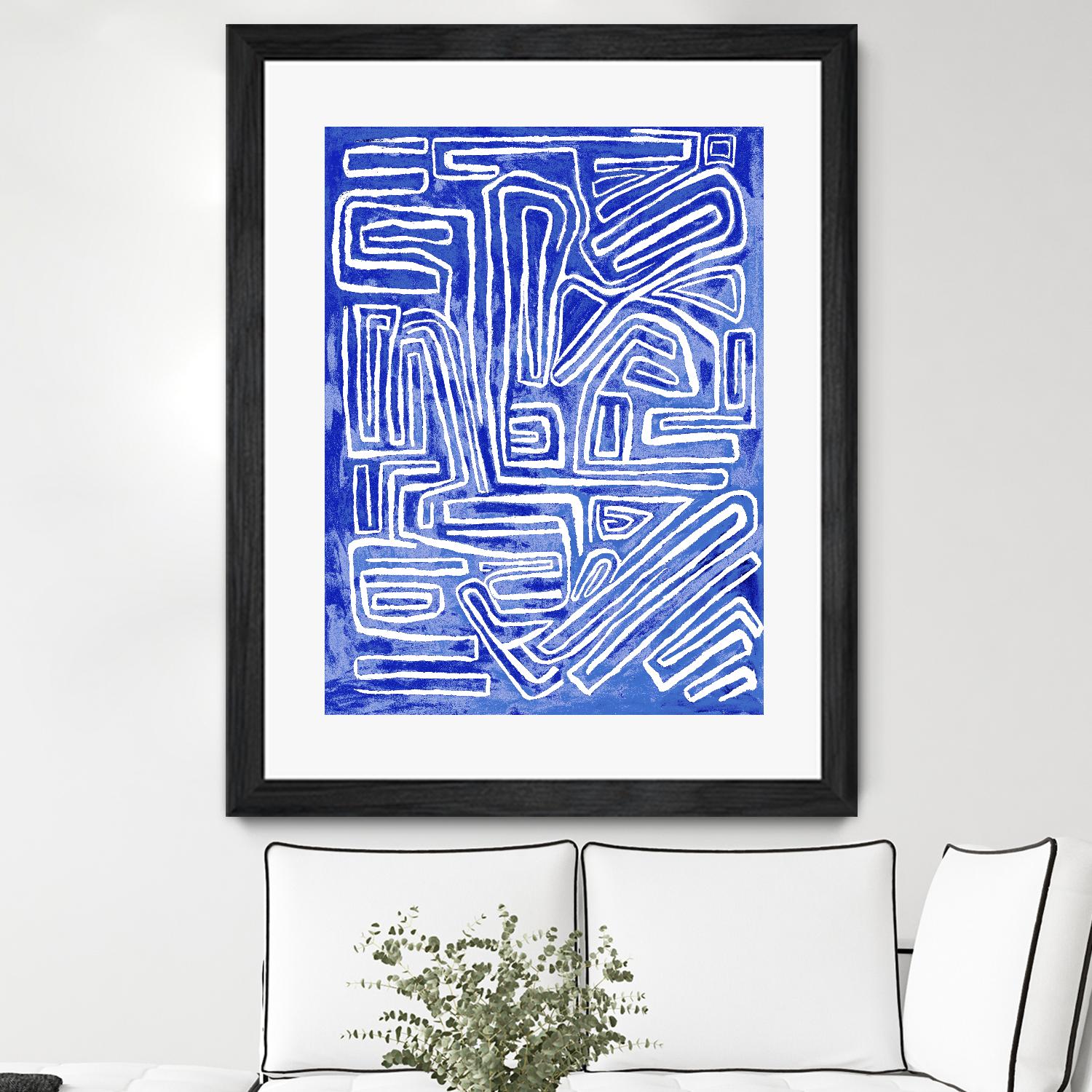 Centric - Cobalt-20 by Lori Dubois on GIANT ART - blue linear ton sur ton