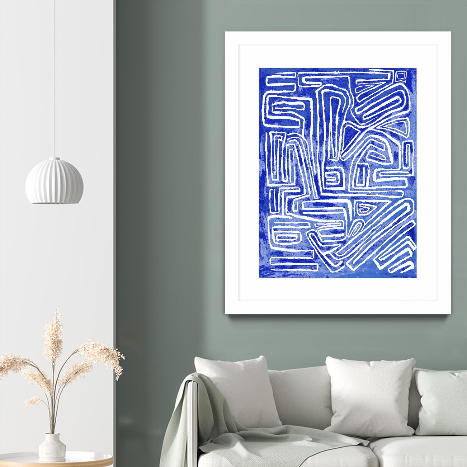 Centric - Cobalt-20 by Lori Dubois on GIANT ART - blue linear ton sur ton