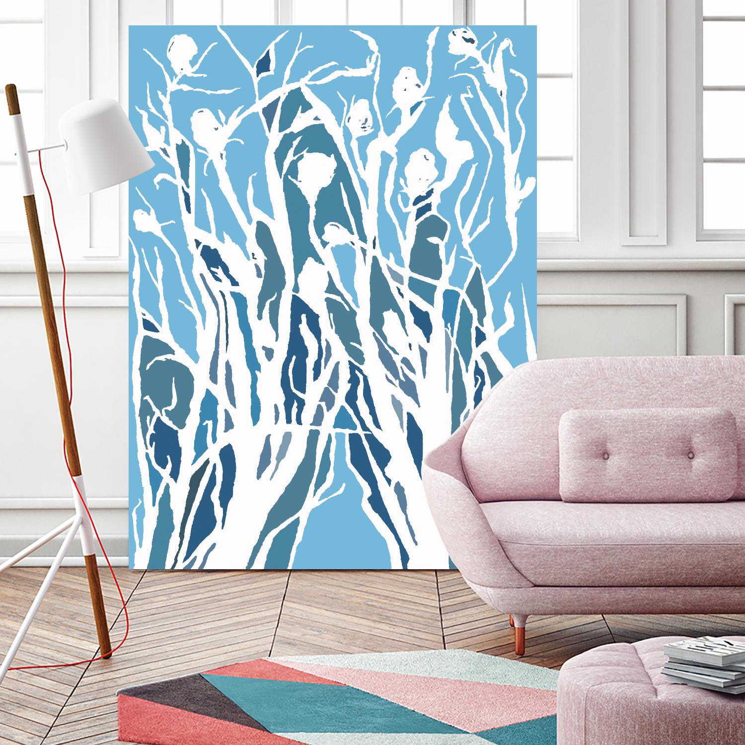 Vine and Dove - Shadow -27 by Lori Dubois on GIANT ART - blue linear grass