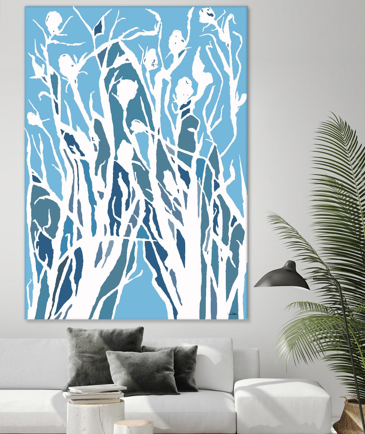 Vine and Dove - Shadow -27 by Lori Dubois on GIANT ART - blue linear grass