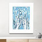 Vine and Dove - Shadow -27 by Lori Dubois on GIANT ART - blue linear grass