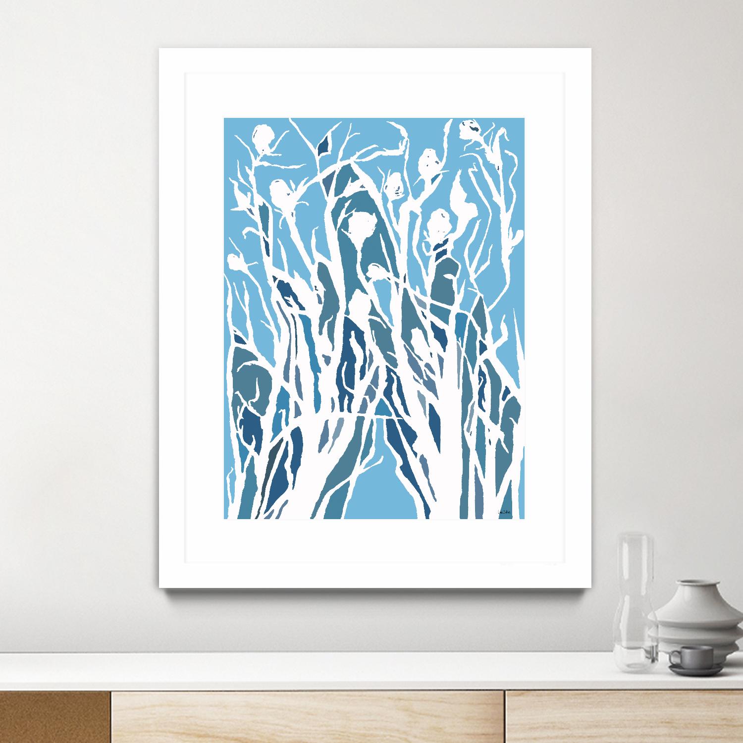 Vine and Dove - Shadow -27 by Lori Dubois on GIANT ART - blue linear grass