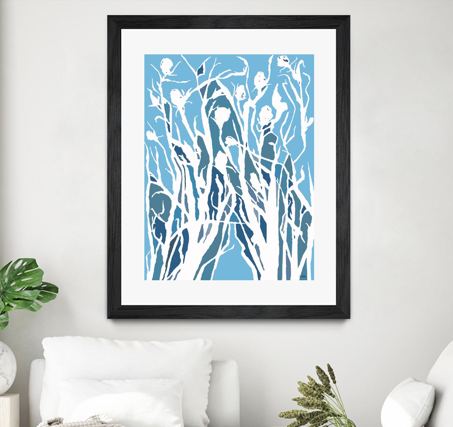 Vine and Dove - Shadow -27 by Lori Dubois on GIANT ART - blue linear grass