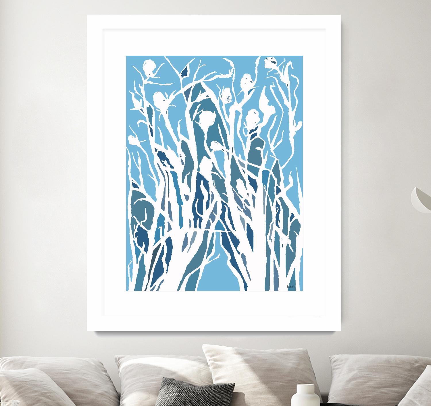 Vine and Dove - Shadow -27 by Lori Dubois on GIANT ART - blue linear grass