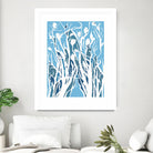Vine and Dove - Shadow -27 by Lori Dubois on GIANT ART - blue linear grass