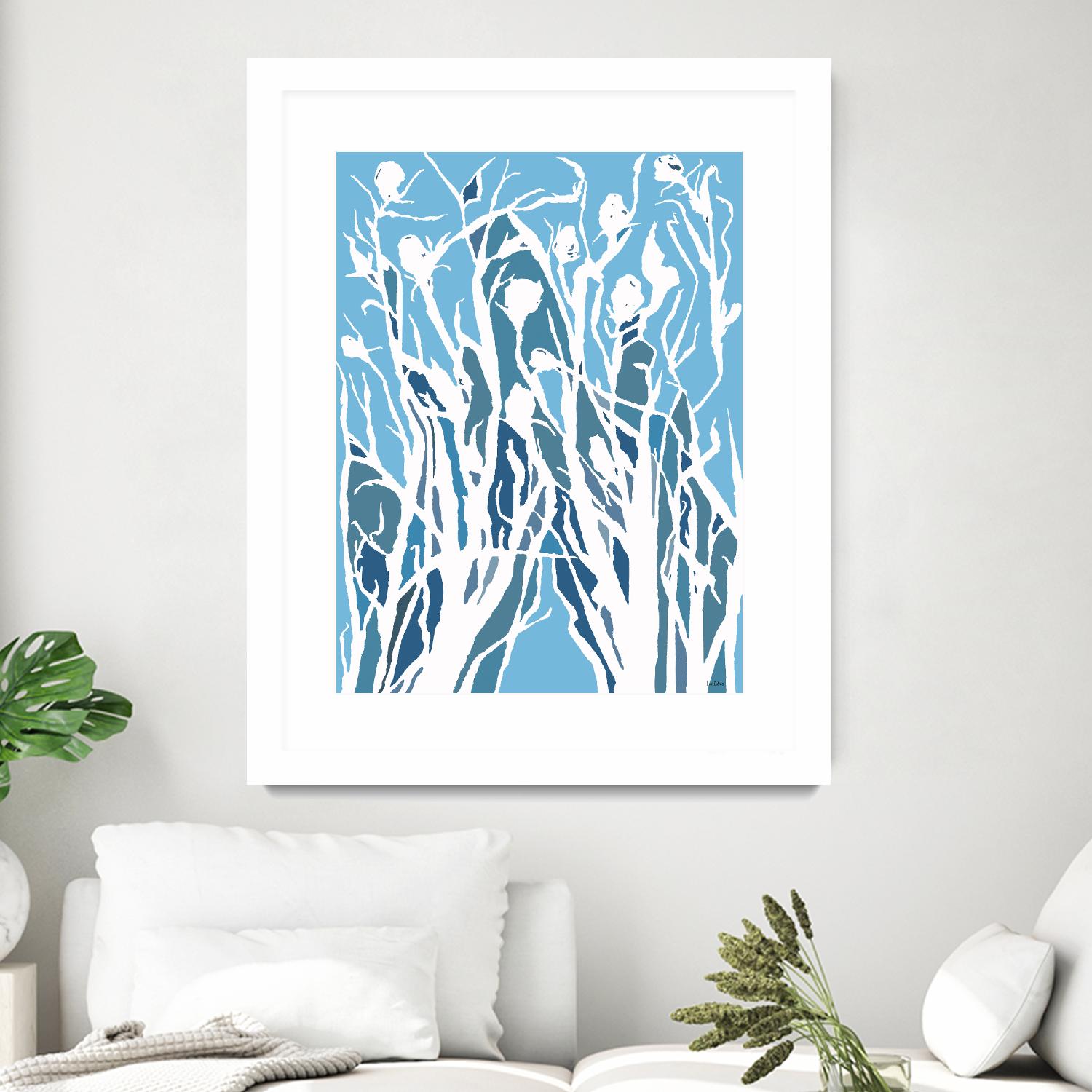 Vine and Dove - Shadow -27 by Lori Dubois on GIANT ART - blue linear grass