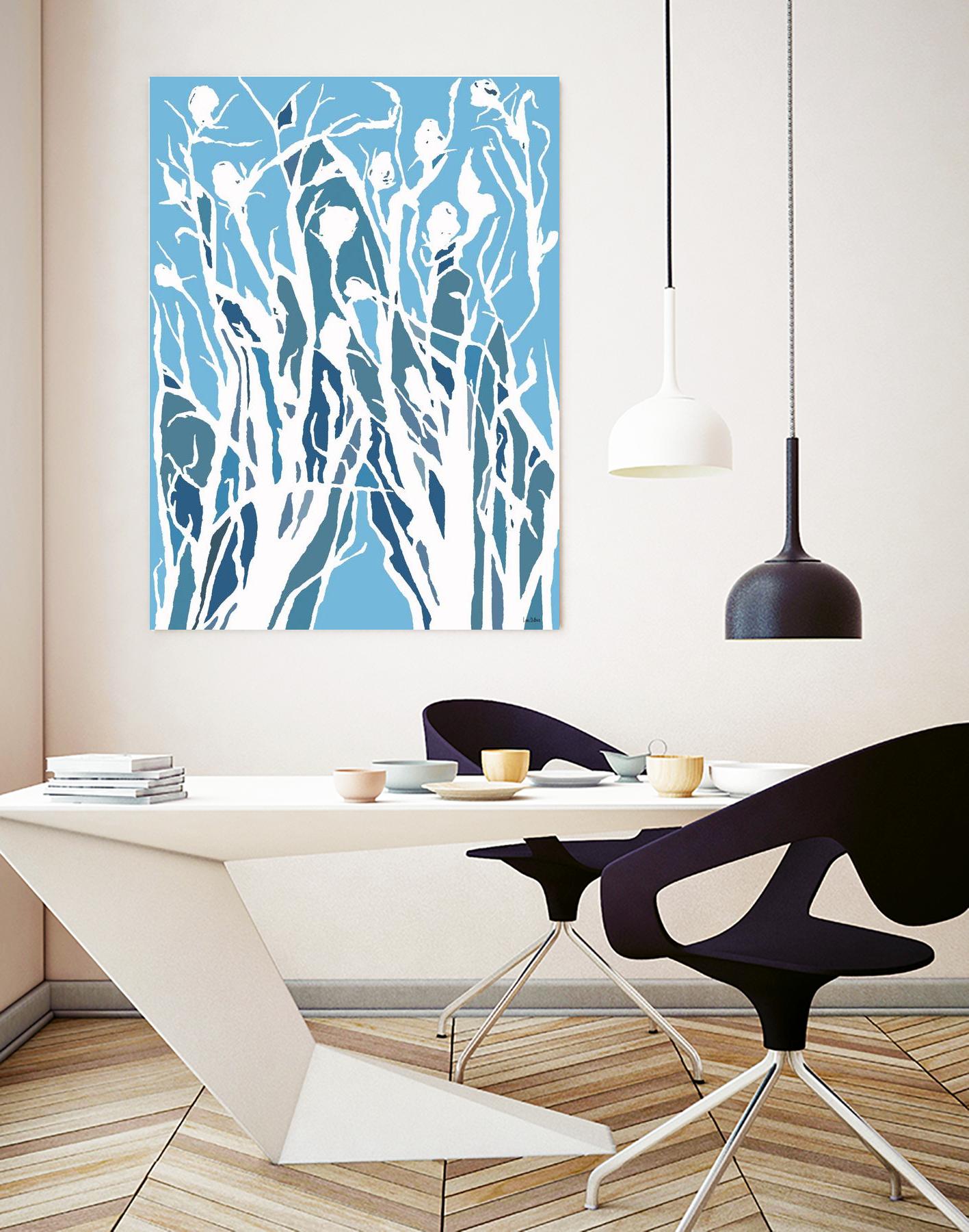 Vine and Dove - Shadow -27 by Lori Dubois on GIANT ART - blue linear grass