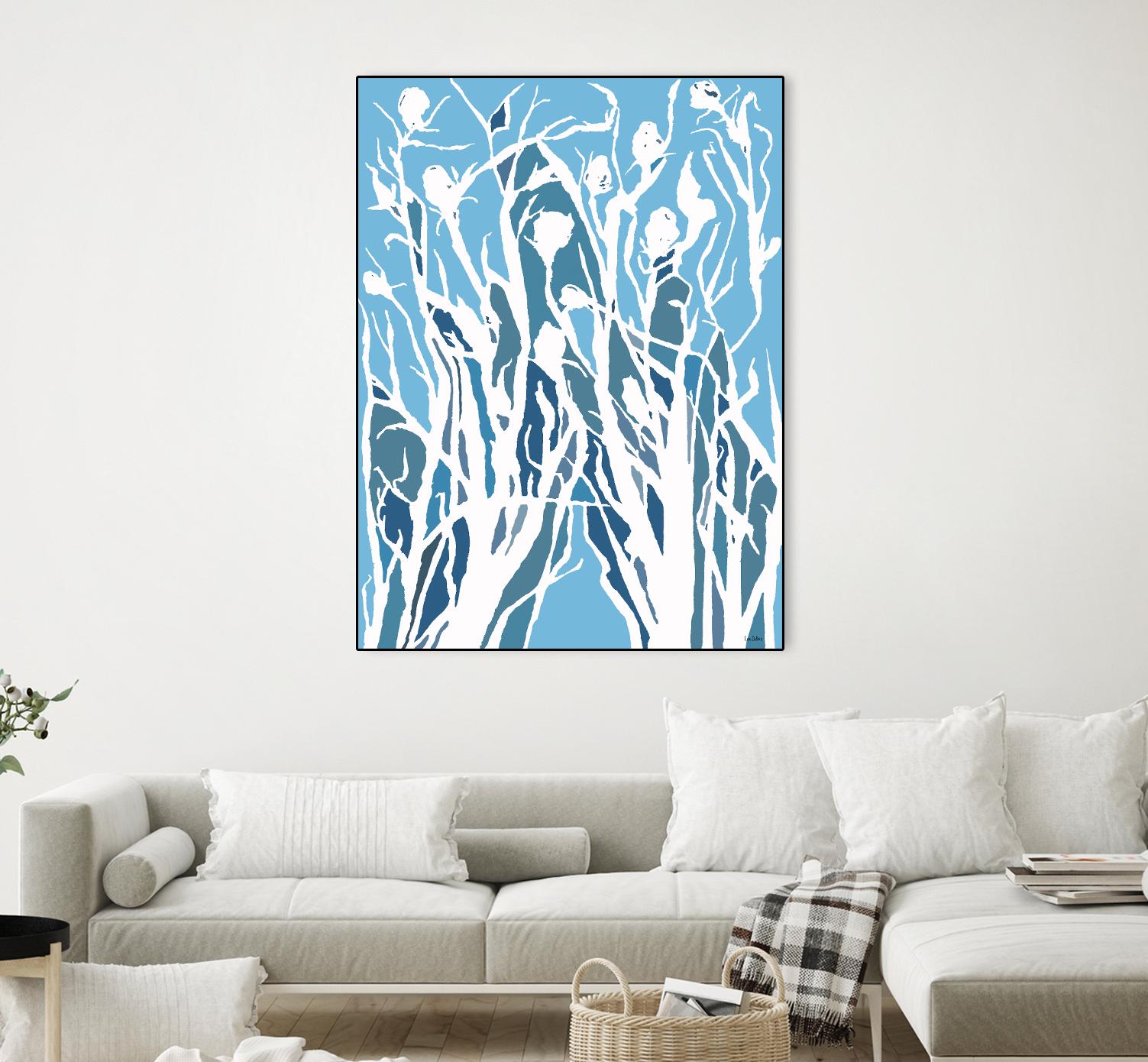 Vine and Dove - Shadow -27 by Lori Dubois on GIANT ART - blue linear grass