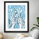 Vine and Dove - Shadow -27 by Lori Dubois on GIANT ART - blue linear grass