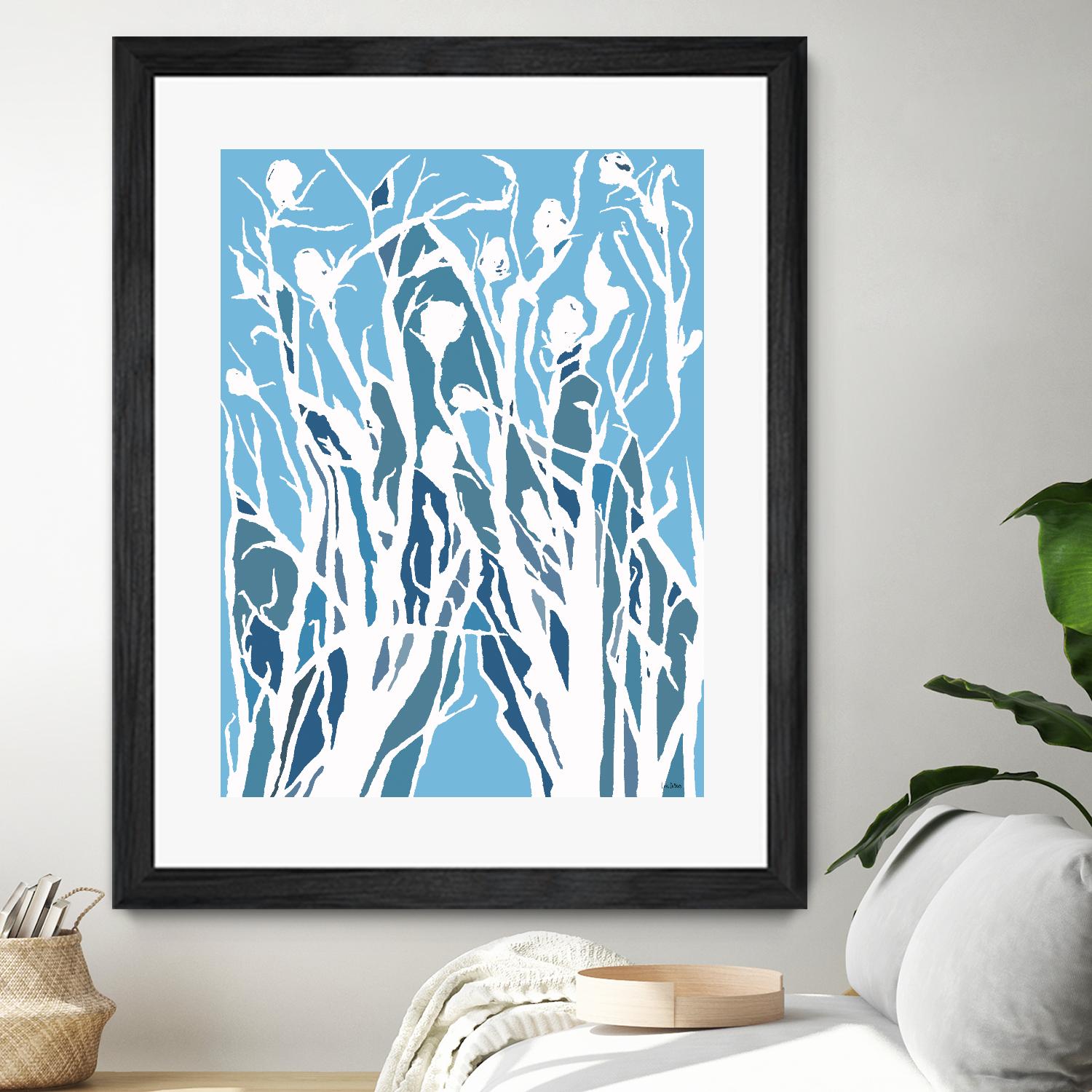 Vine and Dove - Shadow -27 by Lori Dubois on GIANT ART - blue linear grass