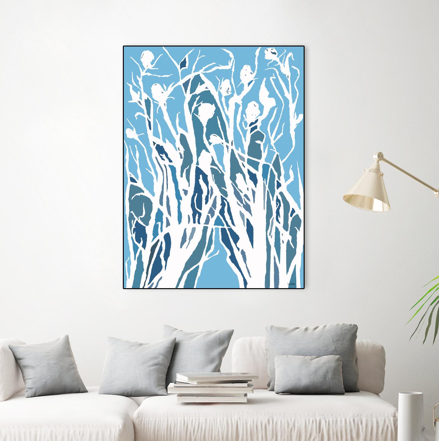 Vine and Dove - Shadow -27 by Lori Dubois on GIANT ART - blue linear grass